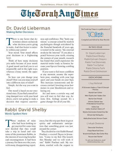 The Torah Anytimes — Parshas Metzora