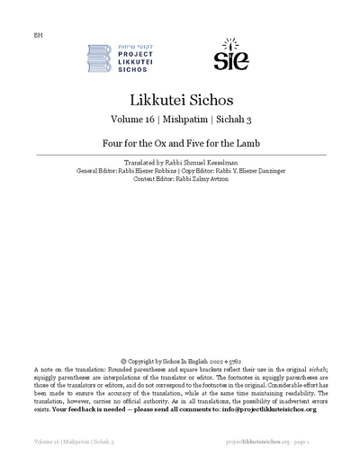 Project Likkutei Sichos — Parshas Mishpatim