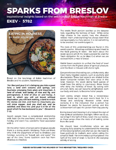 Sparks from Breslov — Parshas Eikev