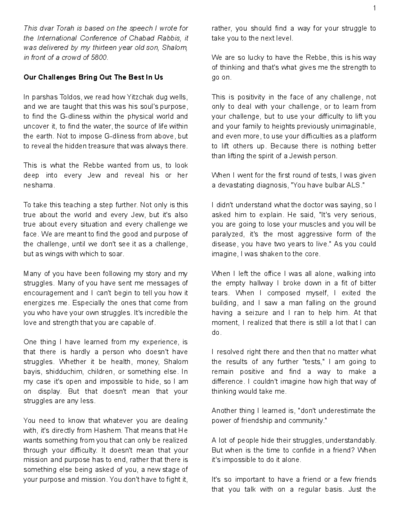 Words of Wisdom from Rabbi Yitzi — Parshas Toldos