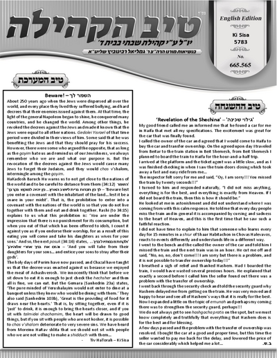 טיב הקהילה English — Parshas Ki Sisa