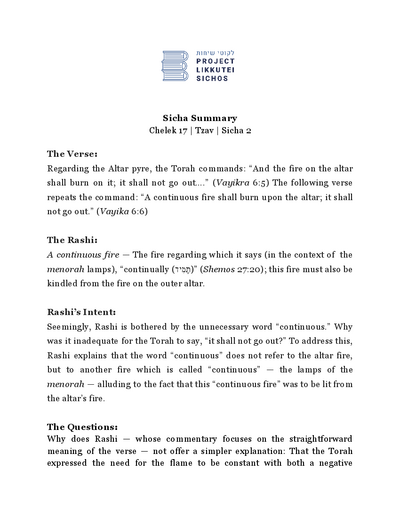 Project Likkutei Sichos — Parshas Tsav