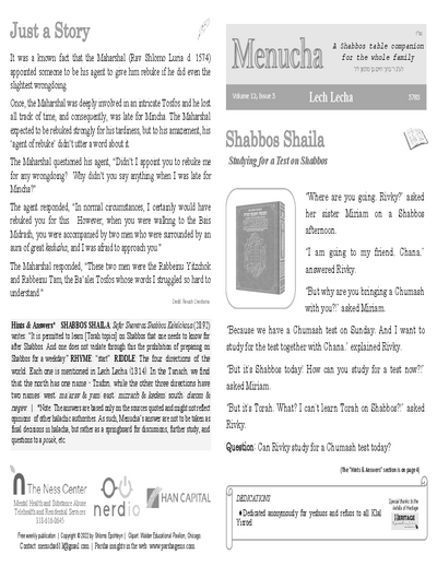 Menucha Magazine — Parshas Lech-Lecha