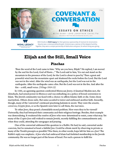 Covenant & Conversation — Parshas Pinchas