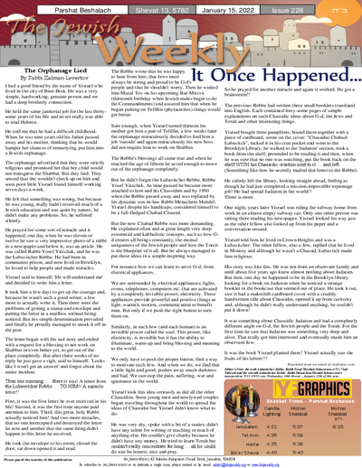 The Jewish Weekly — Parshas Beshalach