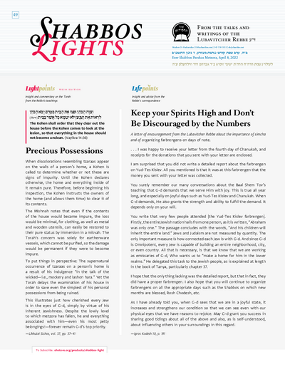 Shabbos Lights — Parshas Metzora
