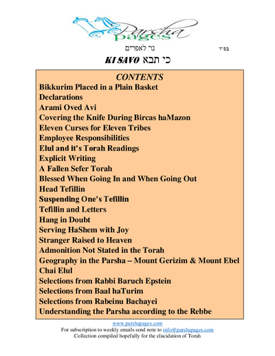 Parsha Pages — Parshas Ki Savo