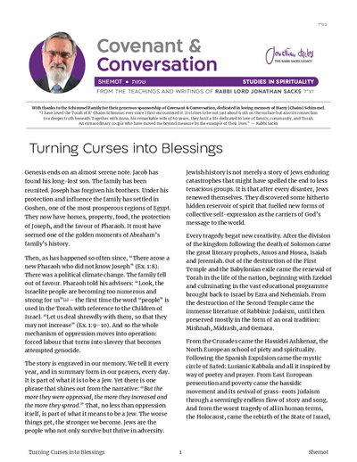 Covenant & Conversation — Parshas Shemos