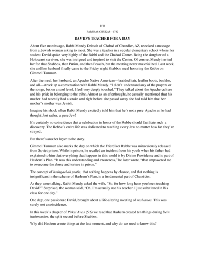 The Beis Medrash — Parshas Chukas
