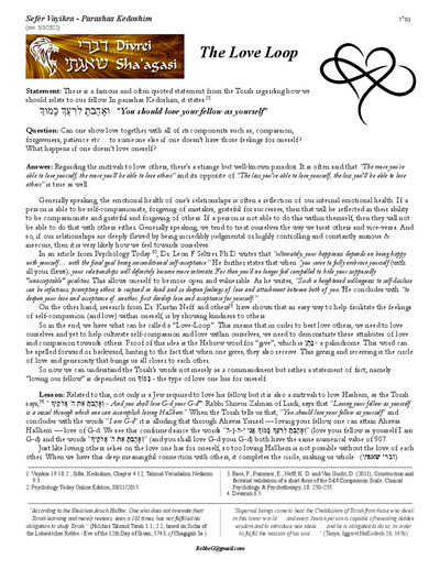 Divrei Shaagasi — Parshas Kedoshim