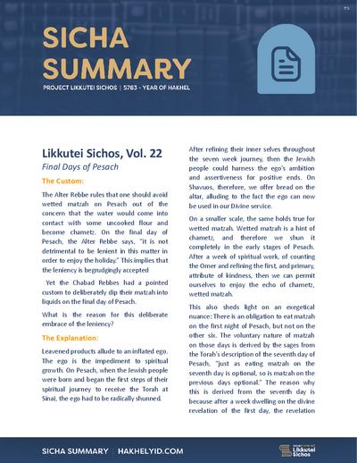 Project Likkutei Sichos — Parshas Pesach