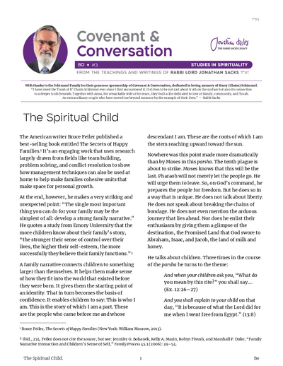 Covenant & Conversation — Parshas Bo