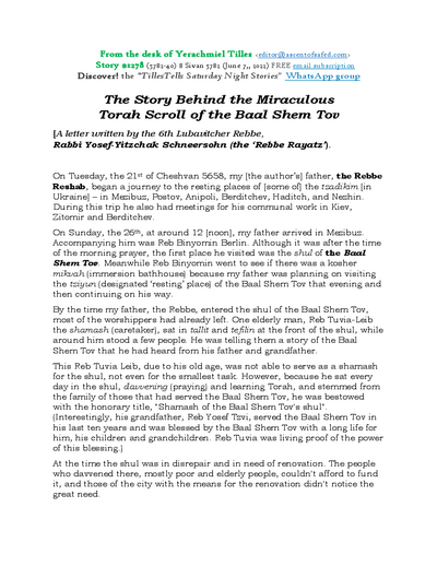 Timely Stories - Y.Tilles — Parshas Naso