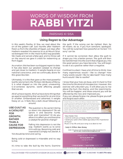 Words of Wisdom from Rabbi Yitzi — Parshas Ki Sisa