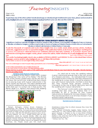 Fascinating Insights — Parshas Behaalotcha