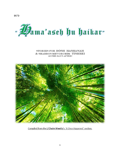 Hama'aseh Hu Haikar — Parshas Nitzavim-Vayelech