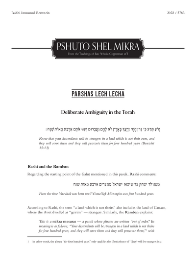 Meshech Chochma — Parshas Lech-Lecha