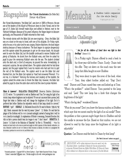 Menucha Magazine — Parshas Bo