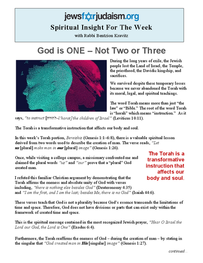 Jews for Judaism — Parshas Bereishis