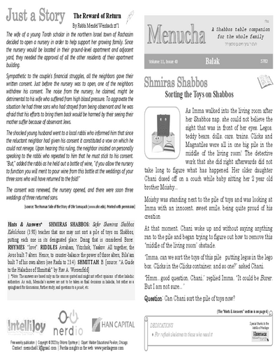 Menucha Magazine — Parshas Balak