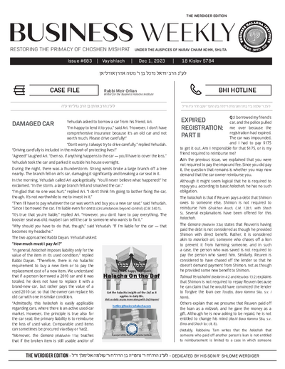 Business Weekly — Parshas Vayishlach