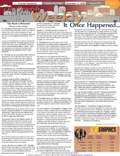 The Jewish Weekly — Parshas Vayeishev