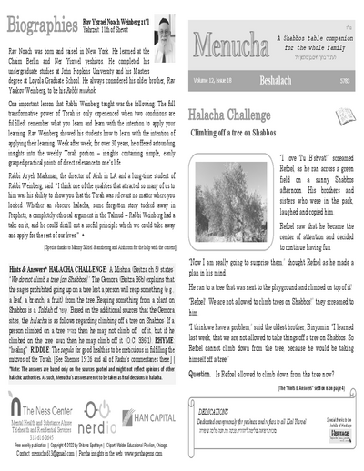 Menucha Magazine — Parshas Beshalach
