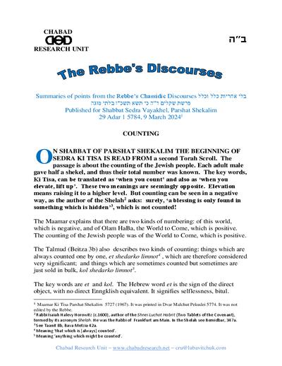 Chabad Research Unit — Parshas Vayak'hel