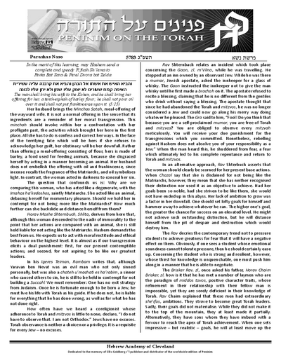 Peninim on the Torah — Parshas Naso