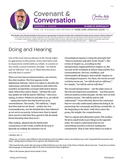 Covenant & Conversation — Parshas Mishpatim