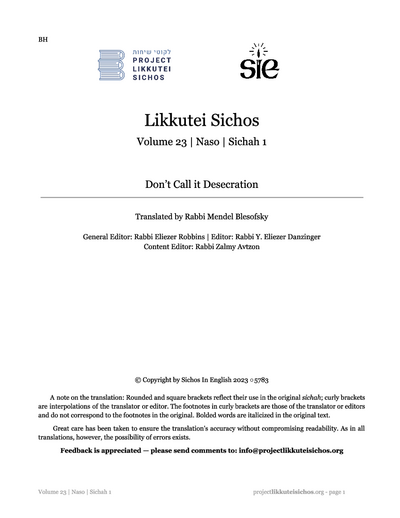 Project Likkutei Sichos — Parshas Naso