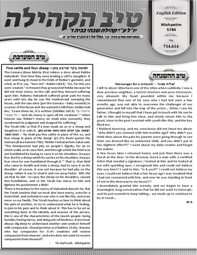 טיב הקהילה English — Parshas Mishpatim