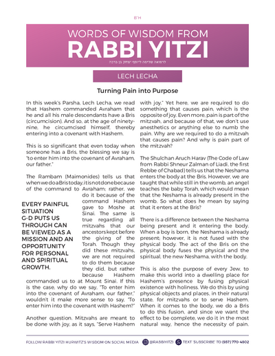 Words of Wisdom from Rabbi Yitzi — Parshas Lech-Lecha