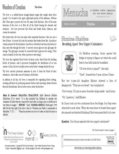 Menucha Magazine — Parshas Pinchas