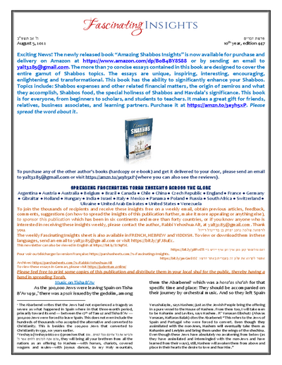 Fascinating Insights — Parshas Devorim
