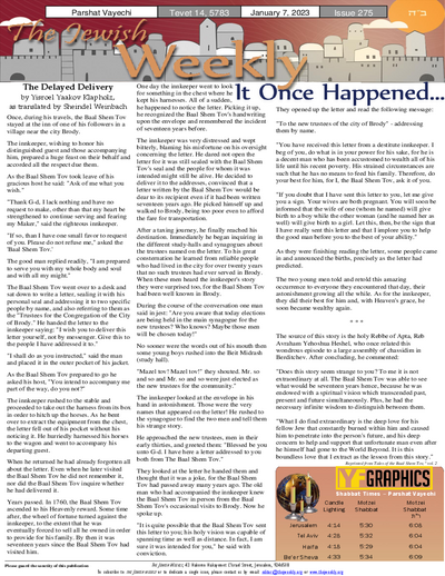 The Jewish Weekly — Parshas Vayechi