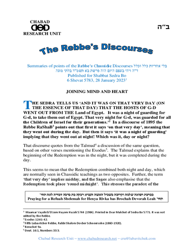 Chabad Research Unit — Parshas Bo