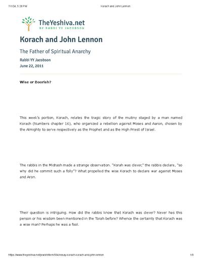 The Yeshiva.net — Parshas Korach