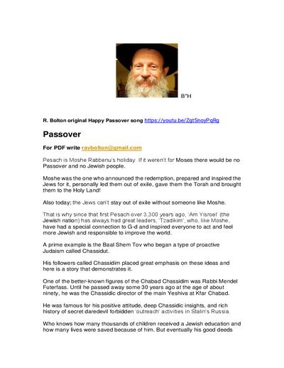 Ohr Tmimim — Parshas Pesach