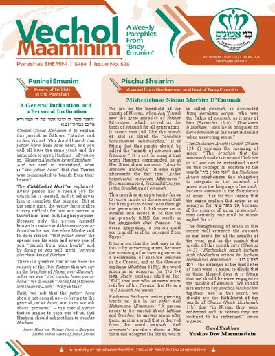 Vechol Maaminim — Parshas Shemini