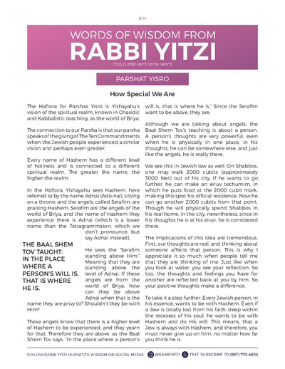 Words of Wisdom from Rabbi Yitzi — Parshas Yisro