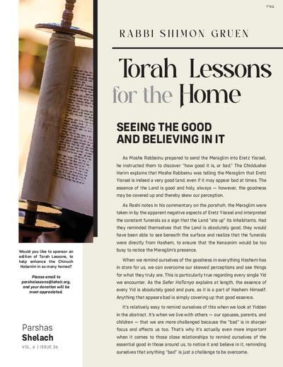 Torah Lessons for the Home — Parshas Shlach