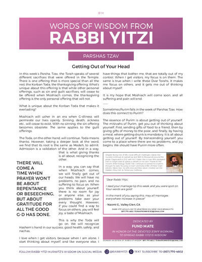 Words of Wisdom from Rabbi Yitzi — Parshas Tsav