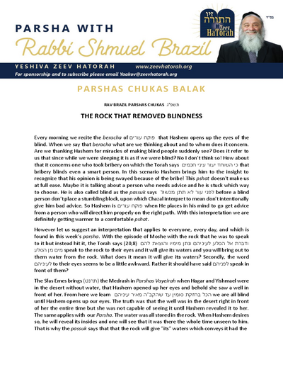 Parsha with Rabbi Shmuel Brazil — Parshas Chukas-Balak