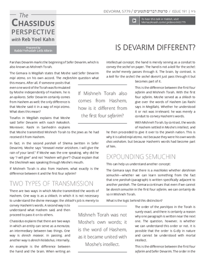 Torah Wellsprings — Parshas Devorim