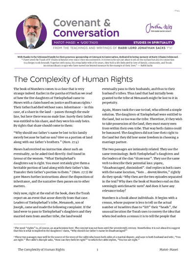 Covenant & Conversation — Parshas Matos-Massei
