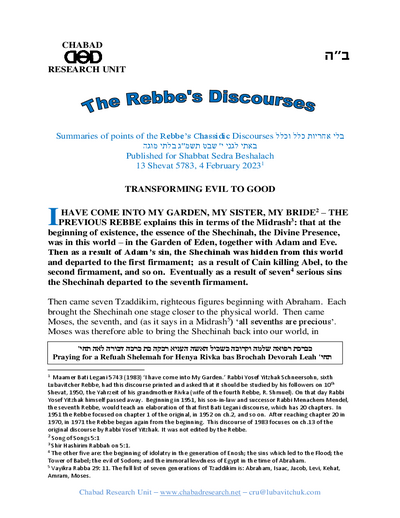Chabad Research Unit — Parshas Beshalach