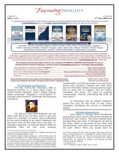 Fascinating Insights — Parshas Tazria