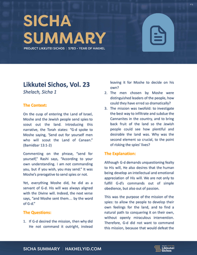 Project Likkutei Sichos — Parshas Shlach