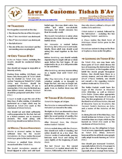 Laws and Customs — Parshas Va'etchanan